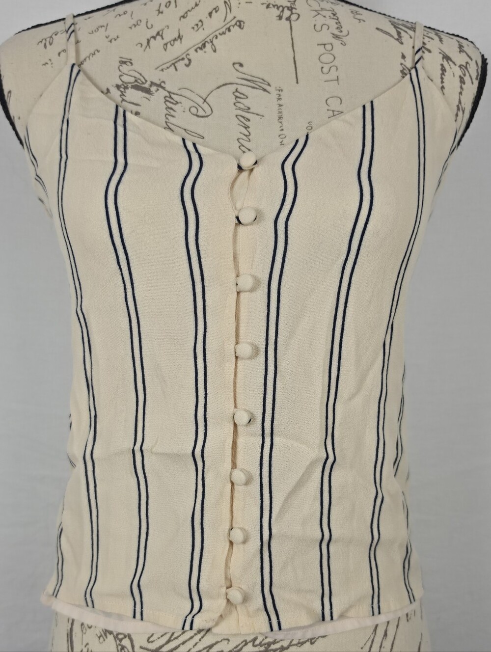 Rails Cream Tank Top with Navy Vertical Stripes - Men Shirts